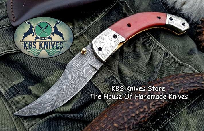 Artisan Crafted Damascus Steel Folding Pocket Knife - Korvel