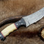 The Ultimate Hunter: Custom Damascus Steel Fixed-Blade Knife | Camel Bone & Exotic Wood | 10-Inch | KBS Knives - Korvel