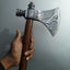 Custom Viking Smoke Pine Tomahawk Axe - Damascus Steel with Rosewood Handle & Leather Sheath - Korvel