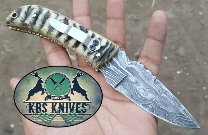 Premium Custom Damascus Steel EDC Folding Knife with Pocket Clip - Korvel