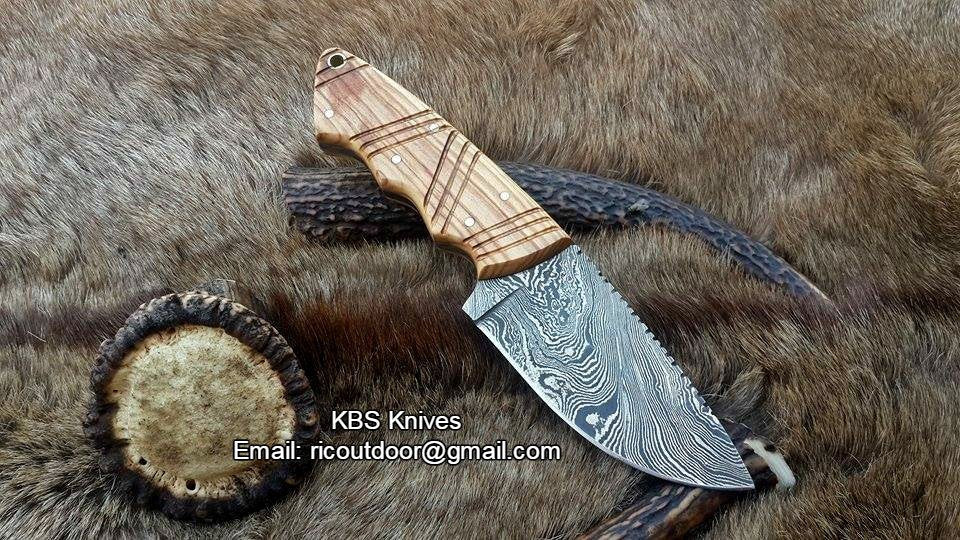 Artisan Crafted Fixed-Blade Skinning Knife with Olivewood Grip - Korvel