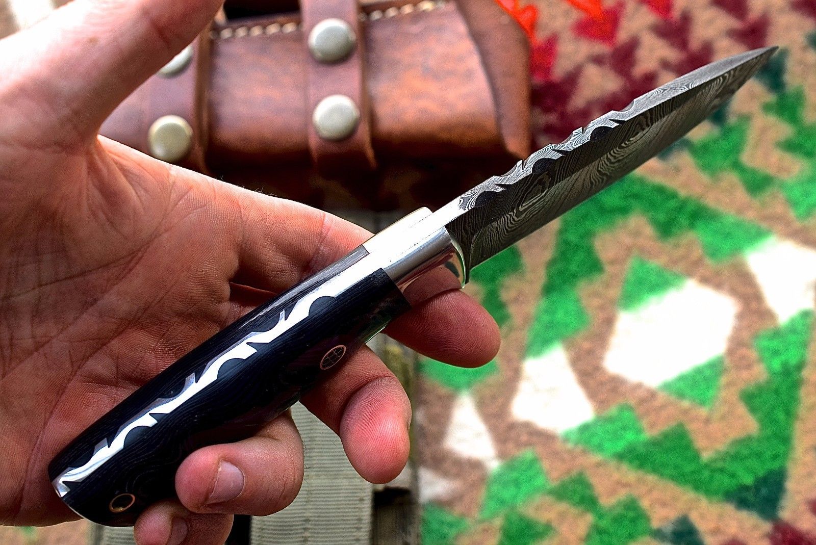 Premium Custom Damascus Bushcraft Skinner Knife with Micarta Handle - Korvel