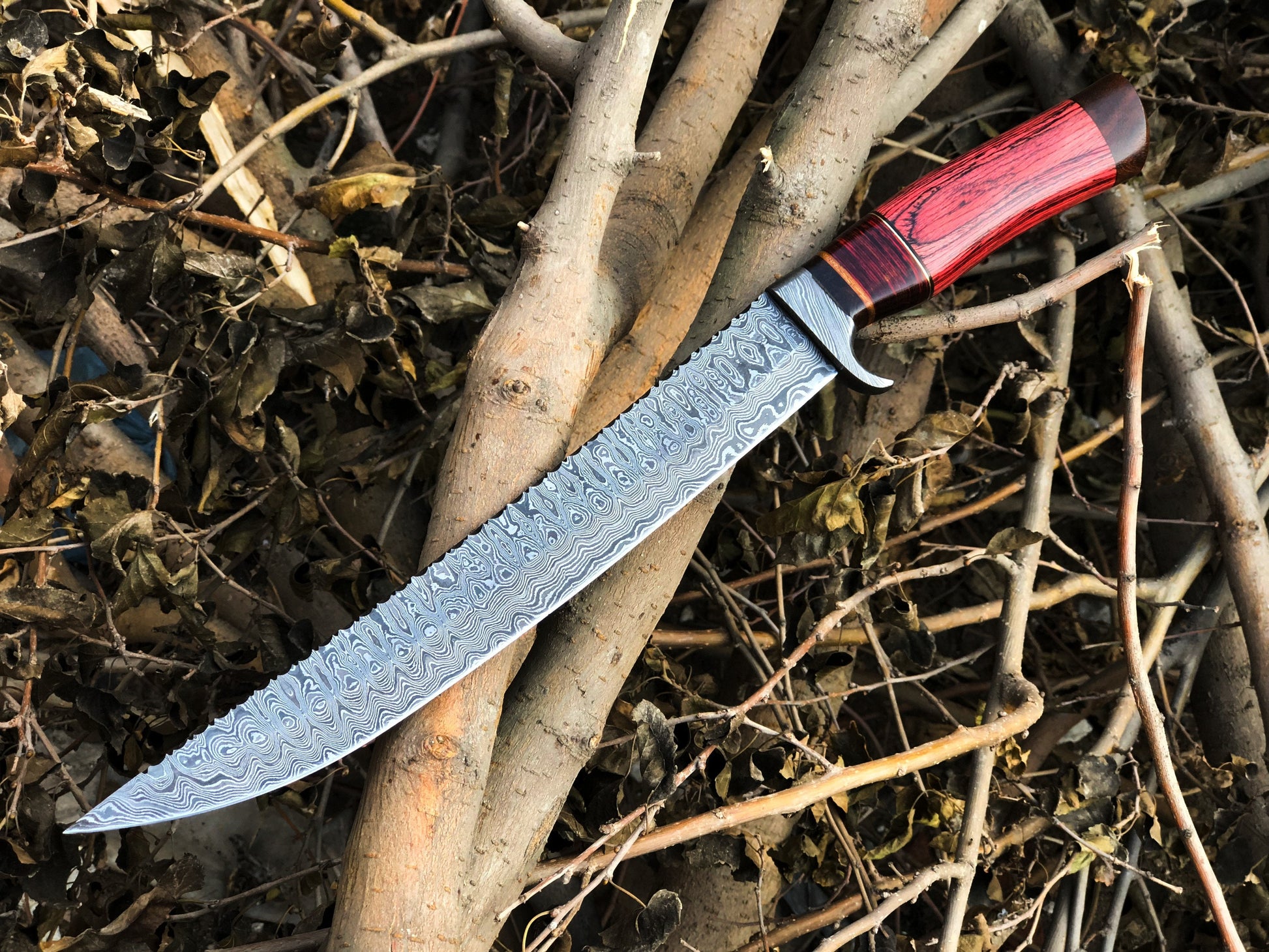 Exquisite Handmade Damascus Steel Hunting Knife - 16 Inches - Korvel