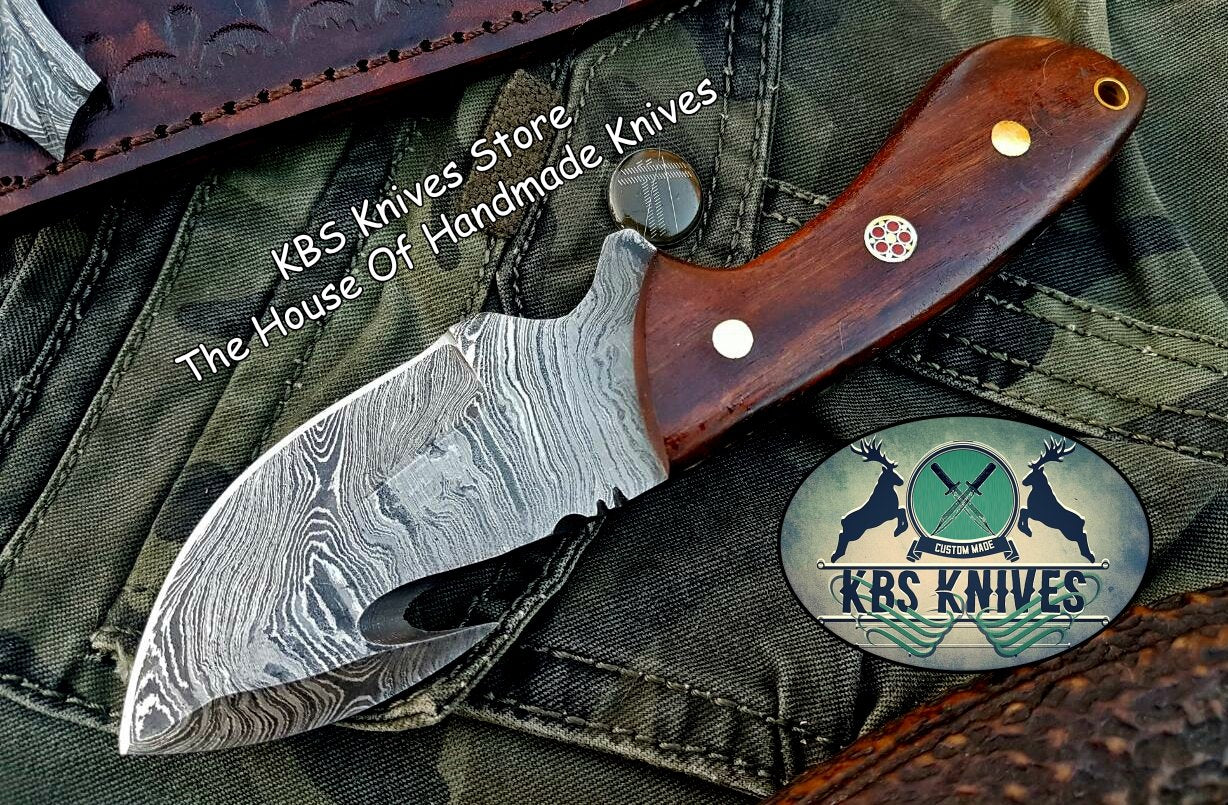 Premium Custom Damascus Steel Guthook Skinning Knife - Korvel