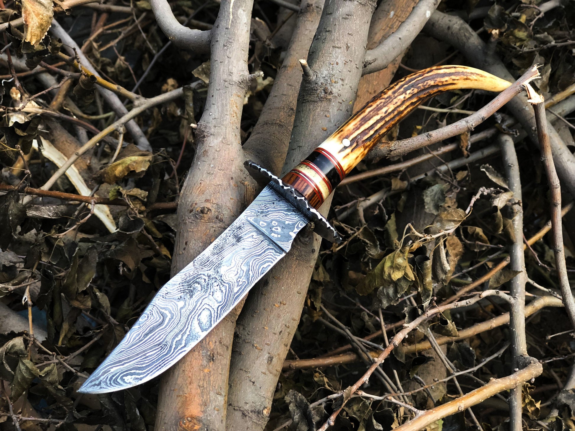 Premium Custom Damascus Steel Hunting and Skinning Knife - Korvel