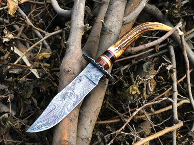Premium Custom Damascus Steel Hunting and Skinning Knife - Korvel