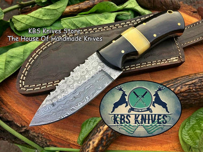 Premium Custom Raindrop Damascus Steel Hunting Knife for EDC & Skinning - Korvel