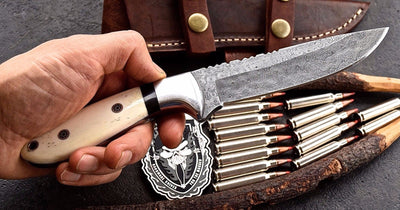 Exceptional Damascus Steel Hunting Skinner Knife - Korvel
