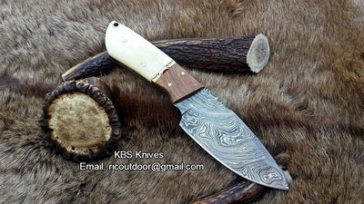 Artisan Lamb Skinner Knife – Premium Damascus Steel with Elegant Bone & Rosewood Handle - Korvel