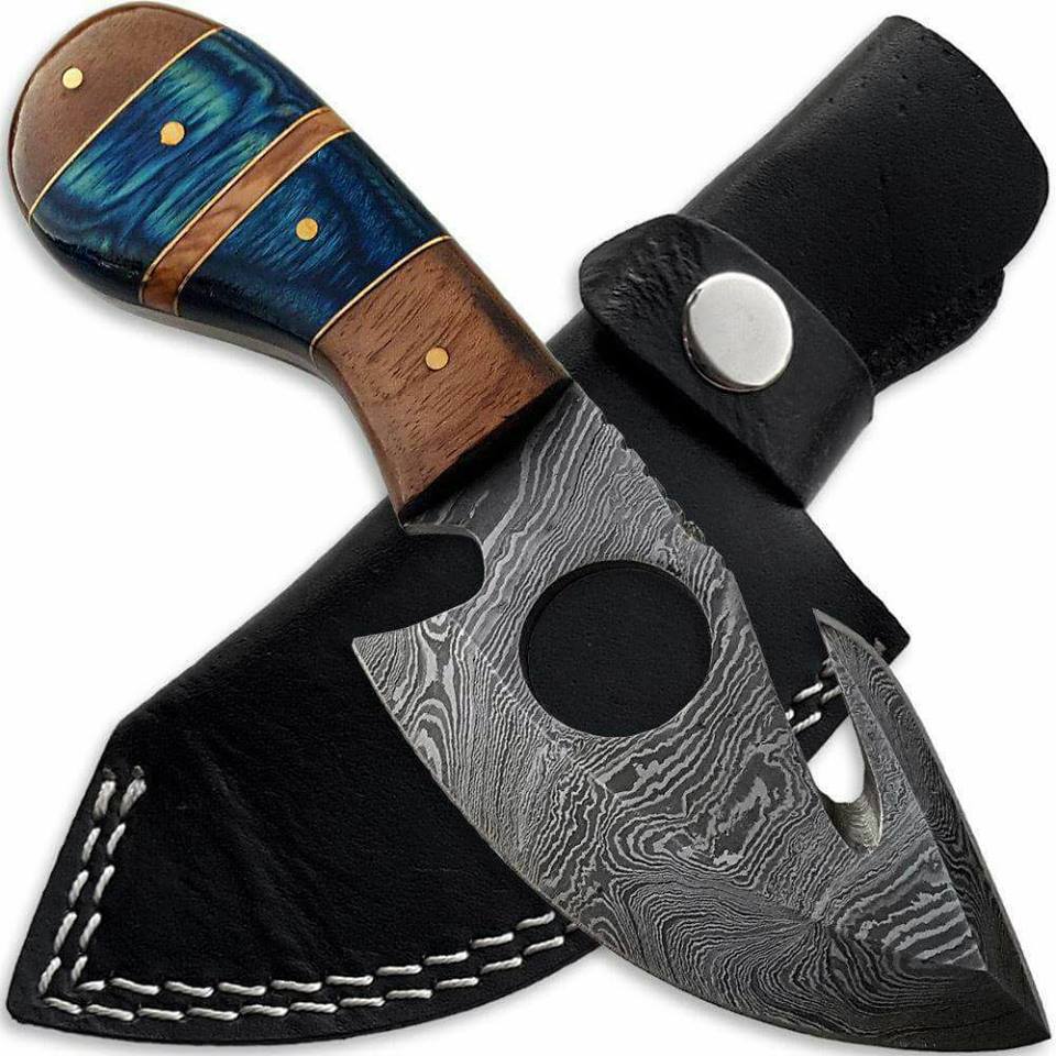 Premium Custom Damascus Steel Guthook Skinner Knife - Korvel