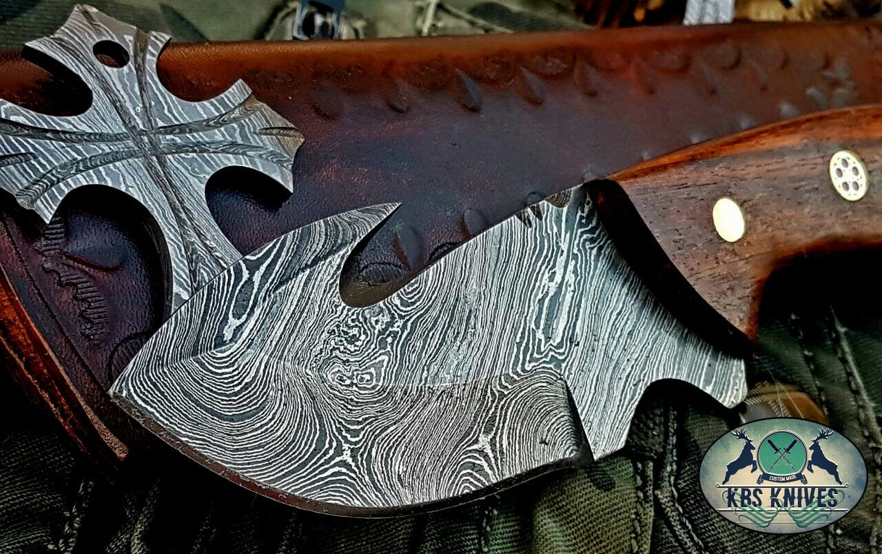 Premium Custom Damascus Steel Guthook Skinning Knife - Korvel