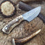 Handcrafted Damascus Steel Deer Skinning Knife with Unique Antler Handle – 7 Inch Precision Blade - Korvel