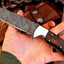 Premium Custom Damascus Steel Hunting Knife with Elegant Rosewood Handle - Korvel