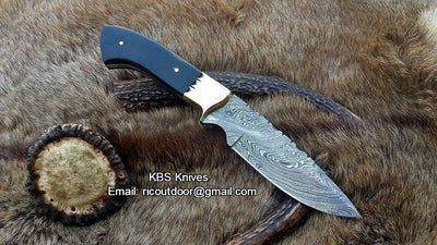 Premium 9-Inch Damascus Steel Hunting Knife with Buffalo Horn Grip | KBS Knives Store - Korvel