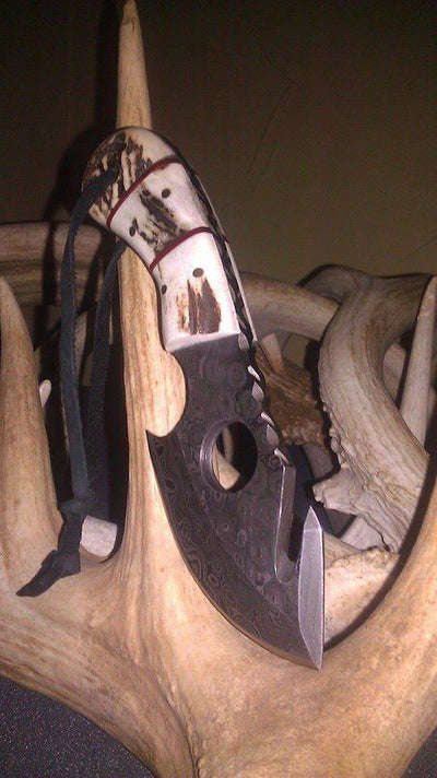 Premium Damascus Gut Hook Hunting Knife - Korvel