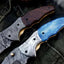 Artisan Crafted Damascus Steel Folding Knife - Custom Handmade - Korvel