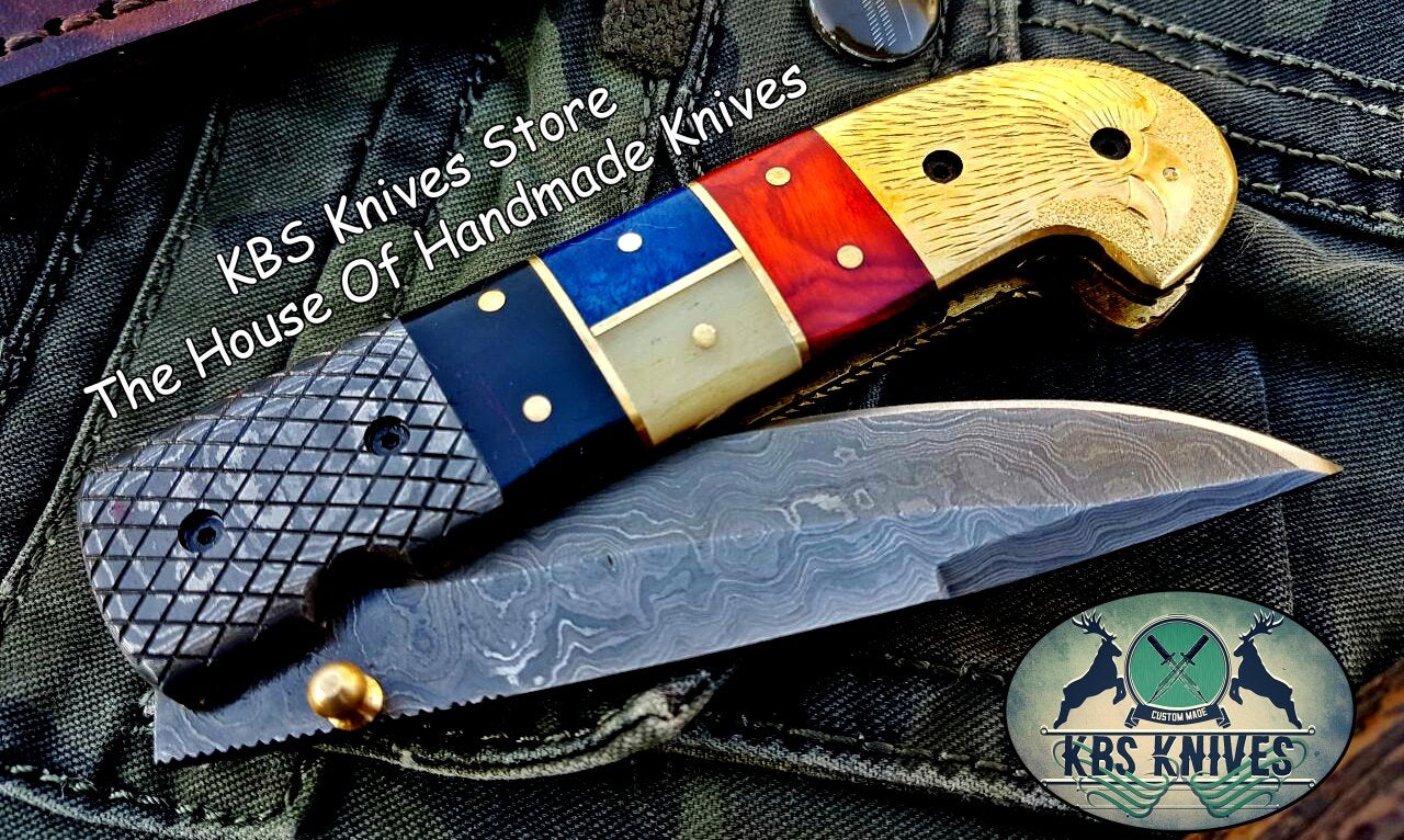 Artisan Crafted Damascus Steel Folding Knife - Korvel
