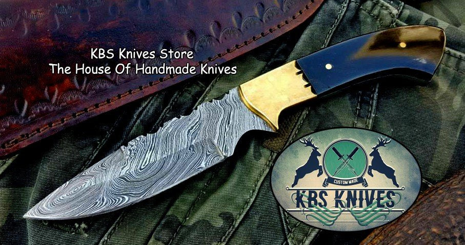 Premium Custom Handmade Damascus Steel Hunting Knife with Buffalo Horn Handle - Korvel