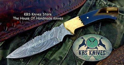 Premium Custom Handmade Damascus Steel Hunting Knife with Buffalo Horn Handle - Korvel