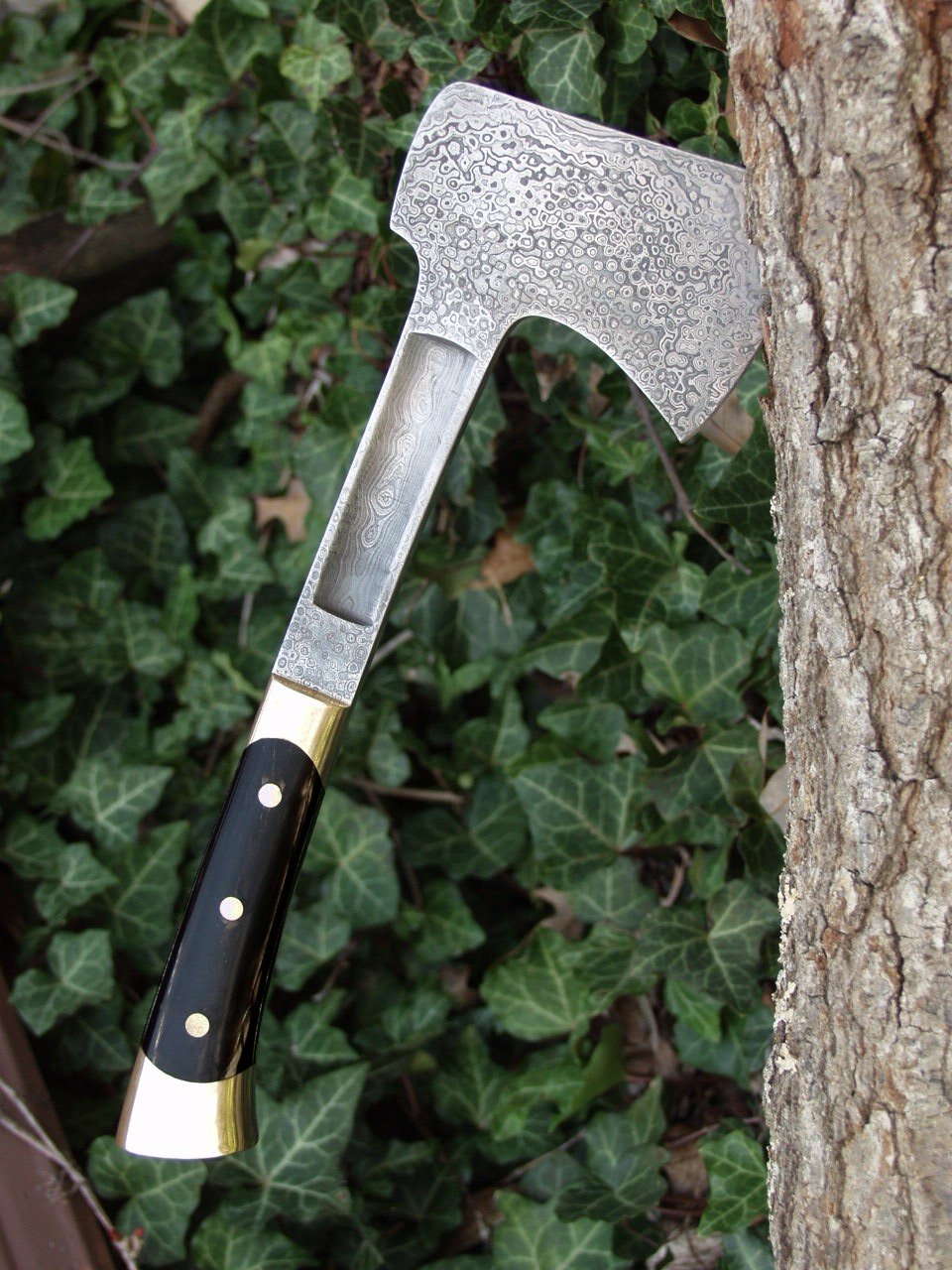 Premium Full Tang Handmade Raindrop Damascus Steel Axe - Korvel