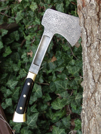 Premium Full Tang Handmade Raindrop Damascus Steel Axe - Korvel