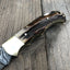 Exquisite Custom Handmade Damascus Steel EDC Folding Knife with Antler Handle - Korvel