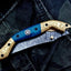 Exquisite Custom Damascus Steel Folding Knife with Bone Handle - Korvel