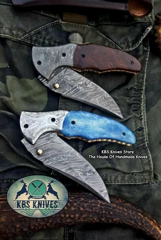 Artisan Crafted Damascus Steel Folding Knife - Custom Handmade - Korvel