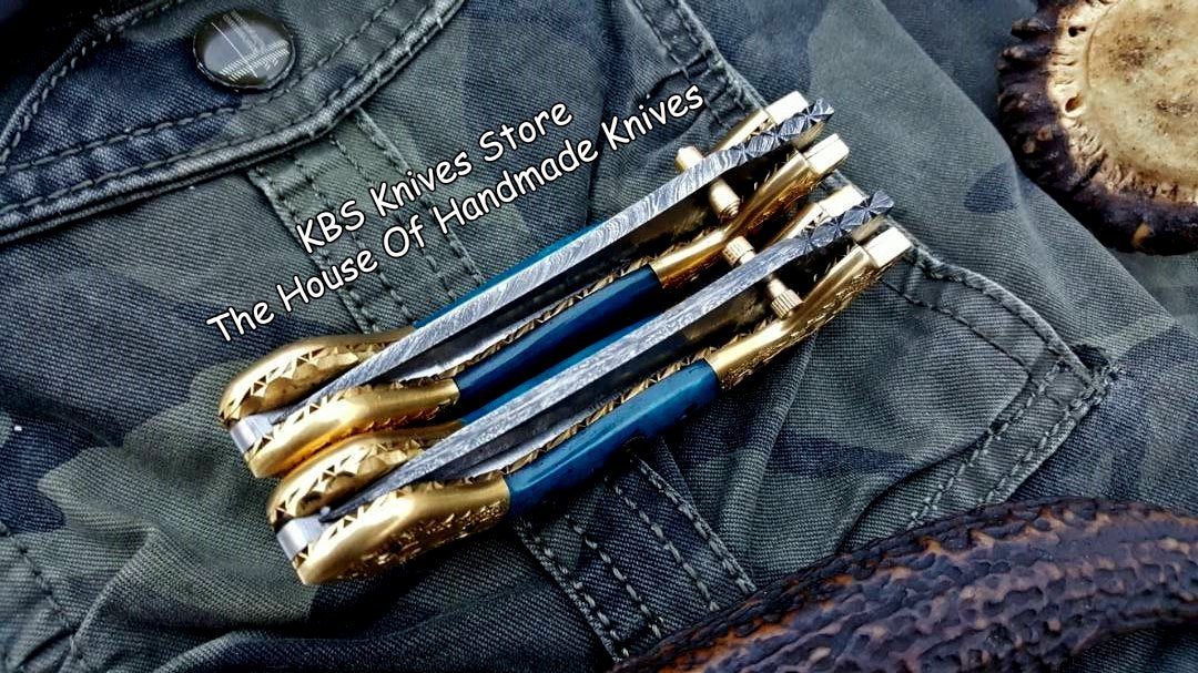 Exquisite Custom Damascus Steel Folding Pocket Knife - Korvel