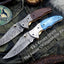 Artisan Crafted Damascus Steel Folding Knife - Custom Handmade - Korvel