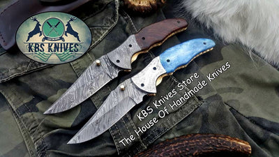 Artisan Crafted Damascus Steel Folding Knife - Custom Handmade - Korvel