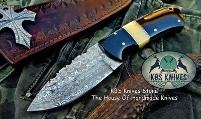 Artisan Crafted Raindrop Damascus Steel Skinning Knife - Korvel