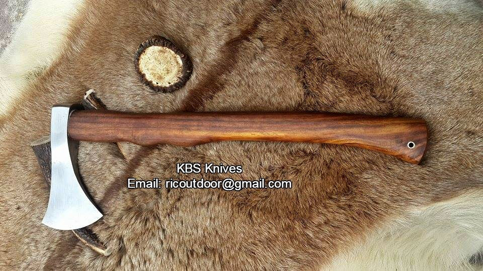 Custom Handmade Viking Axe - 1095 High Carbon Steel Blade with Rosewood Handle & Leather Sheath - Korvel