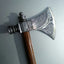 Custom Viking Smoke Pine Tomahawk Axe - Damascus Steel with Rosewood Handle & Leather Sheath - Korvel