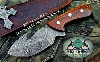 Premium Custom Damascus Steel Guthook Skinning Knife - Korvel