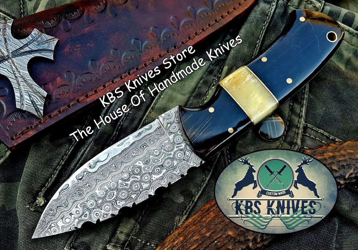 Artisan Crafted Raindrop Damascus Steel Skinning Knife - Korvel