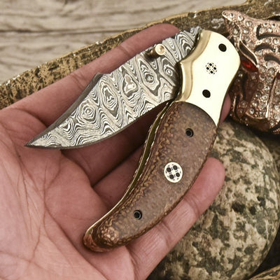 Titan Edge Custom Damascus Folding Knife for Everyday Use - Korvel