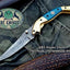 Exquisite Custom Damascus Steel Folding Knife with Bone Handle - Korvel