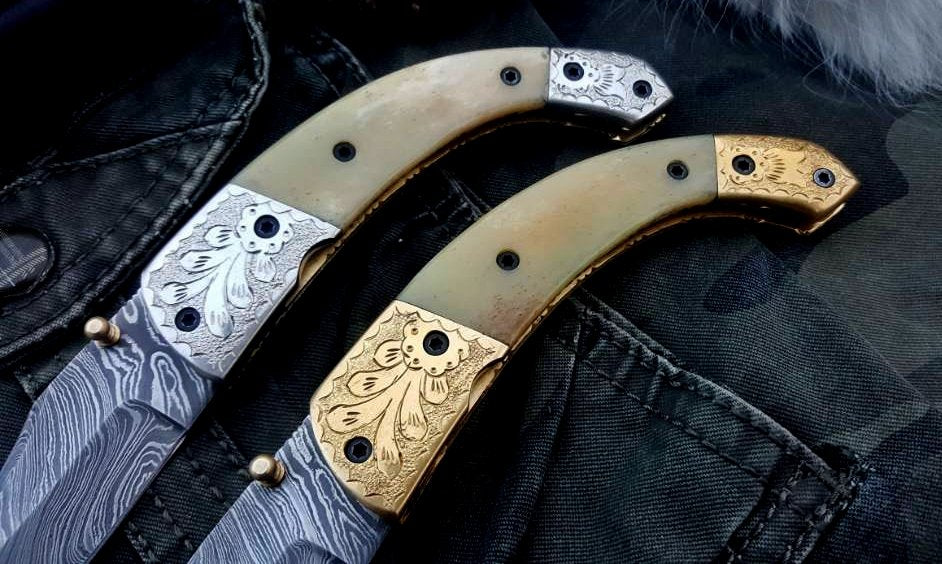 Exquisite Custom Handmade Damascus Steel Folding Pocket Knife - Korvel