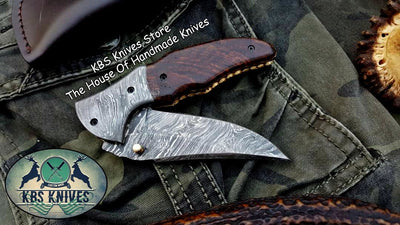 Exquisite Handmade Damascus Steel Folding Knife - Korvel