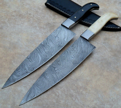 Artisan Crafted Damascus Steel Chef Knives for Outdoor Cooking - Korvel