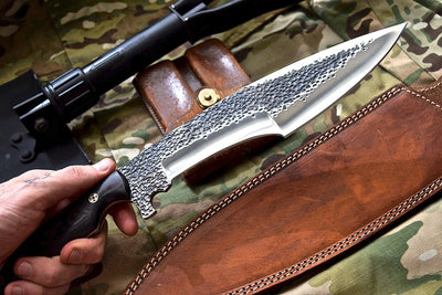 Premium Custom-Made Hunting Knife with Leather Sheath - Korvel