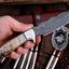 Premium Handcrafted Damascus Steel Deer Hunting Knife with Sheep Horn Grip - Korvel