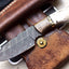 Exquisite Custom Damascus Wood Hunting Knife with New Zealand Red Stag Handle - Korvel