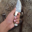Premium Damascus Steel Hunting Knife – 7.25 Inch Drop Point Blade with Antler Handle and Brass Accents - Korvel