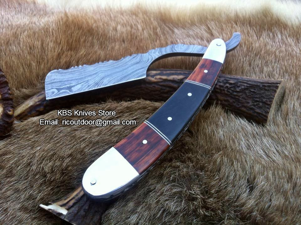Exquisite Antique Shaving Razor with Damascus Steel Blade and Luxurious Handle - Includes Elegant Leather Case - Korvel
