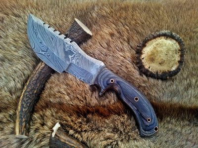 KBS Tom Brown Tracker Knife – Premium Handmade Damascus Steel Survival Tool with Exotic Wood Handle & Horizontal Leather Sheath | 9.5-Inch O - Korvel