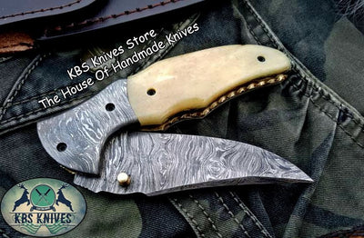 Artisan Crafted Damascus Steel Folding Pocket Knife - Korvel
