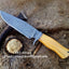 Premium Custom Damascus Hunting Knife | Olivewood Grip & Guard | 12" | Includes Leather Sheath | KBS Knives - Korvel