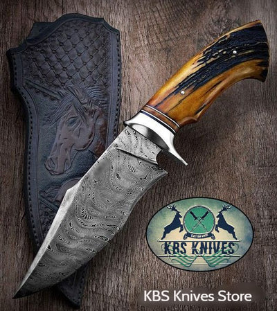 Handcrafted Full Tang Damascus Steel Hunting Knife - Korvel